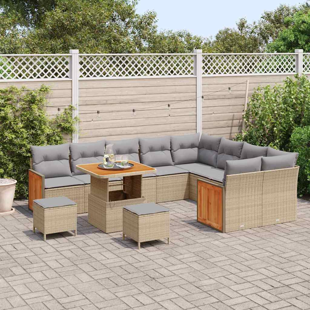 Garten-Sofa-Set 12 pcs Beige und Hellgrau 80 x 80 x 71 cm